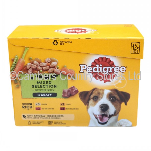 Pedigree Adult Pouches In Gravy 12 x 100g | Cambers Country Store