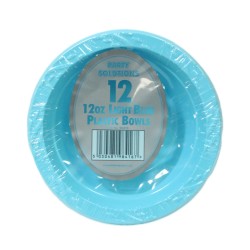 PPS Plastic Bowls 12oz Light Blue 12 Pack