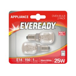 Eveready Oven Light Bulbs E14/SES 25w 2 Pack