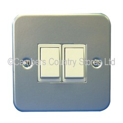 Status Metal Clad Light Switch 13 Amp 2 Gang