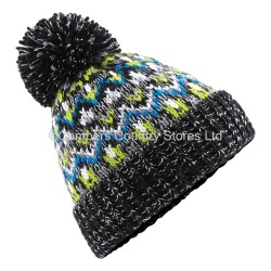 Beechfield Blizzard Pom Pom Beanie Hat Liquorice