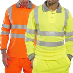 B Seen Hi-Vis Polo Shirt Long Sleeve