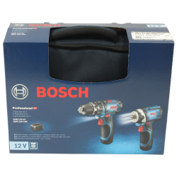 Bosch GDR 12-105 & GSB12v Twin Kit c/w Batteries & Bag