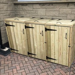 Timber Wheelie Bin Store Treble