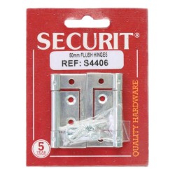 Securit Flush Hinges Zinc Plated 50mm 2 Pack