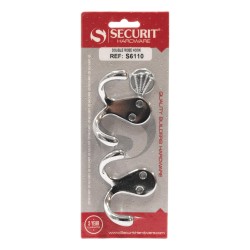 Securit Double Robe Hooks Chrome 2 Pack