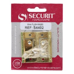 Securit Flush Hinges Brass 50mm 2 Pack