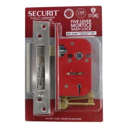 Securit 5 Lever Sash Lock Nikel 63mm