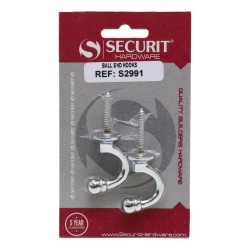 Securit Ball End Hooks Chrome 40mm 2 Pack