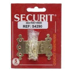 Securit Fancy Hinges Brass Plated 40mm 2 Pack