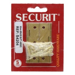 Securit Butt Hinges Brass 63mm 2 Pack