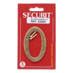 Securit Numeral No.0 Brass 75mm