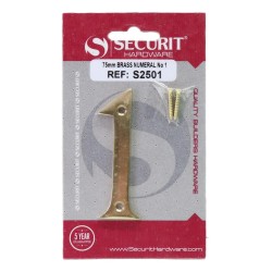 Securit Numeral No.1 Brass 75mm