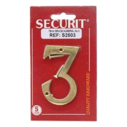 Securit Numeral No.3 Brass 75mm