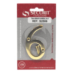 Securit Numeral No.6 Brass 75mm