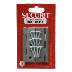 Securit Butt Hinges Self Colour 75mm 2 Pack