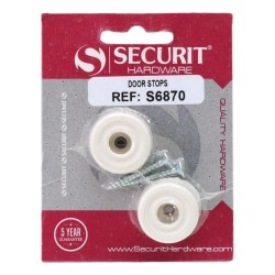 Securit Door Stops White 30mm 2 Pack