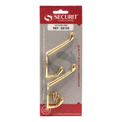 Securit Hat & Coat Hooks Brass 105mm 2 Pack