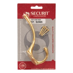 Securit Hat & Coat Hook Brass 125mm