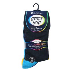 Sock Shop Mens Gentle Grip Socks 3 Pairs Colour Burst