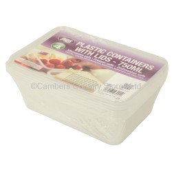 PPS Plastic Food Containers & Lids 750ml 5 Pack