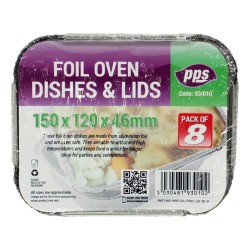 PPS Foil Food Containers & Lids 150 x 120mm 8 Pack