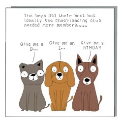 Not At All Jack Greeting Card Cheerleading Dogs