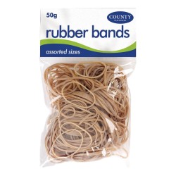 Rubber Bands Assorted Sizes 50gm Natural