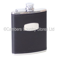 Bisley Hip Flask Black Leather 6oz