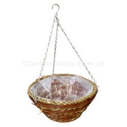 Woven Hanging Basket Striped With Chain & Liner 14"