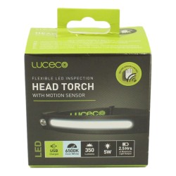 Luceco Rechargeable LED Head Torch With Motion Sensor