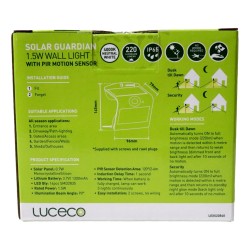 Luceco LED Solar Guardian Wall Light With PIR 1.5w