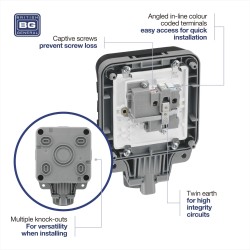 BG Weatherproof Socket 1G 13 Amp Switched Single