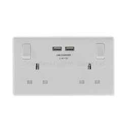 BG Rounded Edge Switched Socket 2 Gang With 2 USB 13A