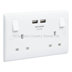 BG Rounded Edge Switched Socket 2 Gang With 2 USB 13A