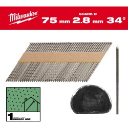 Milwaukee Nails 34° DHead 7.4x2.8 / 75mm SS