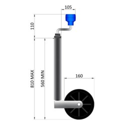 Maypole Jockey Wheel 34mm Telescopic