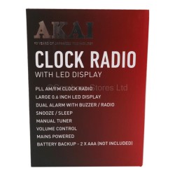 Akai Alarm Clock Radio With LED Display AM/FM