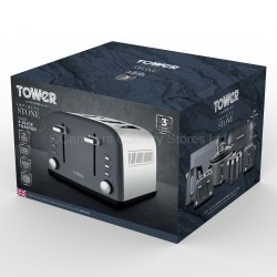 Tower Infinity Toaster 4 Slice Stone Grey