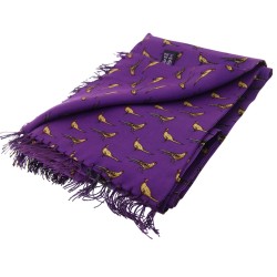 Soprano Silk Aviator Scarf Pheasants Purple Background