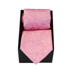 Soprano Silk Tie & Hanky Set Pink Paisley