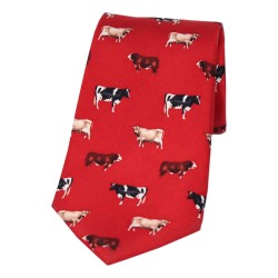 Soprano Country Silk Tie Cow Breeds Red