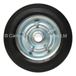 Solid Rubber Wheel Silver Steel Hub 200mm x 40mm