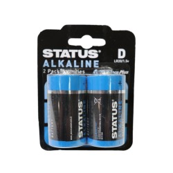 Status Alkaline Batteries D x 2 Pack