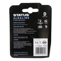 Status Alkaline Batteries D x 2 Pack