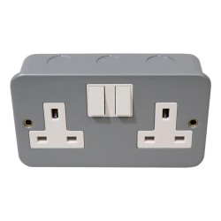 Status Metal Clad Wall Socket 13 Amp 2 Gang