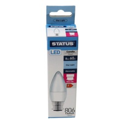 Status LED Light Bulb Candle Large BC Dimmable 7.5w/60w