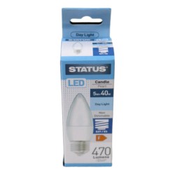 Status LED Light Bulb Candle Large ES 5w/40w