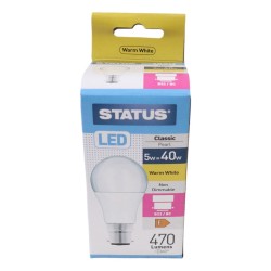 Status LED Light Bulb GLS Large BC 5w/40w