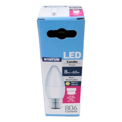 Status LED Light Bulb Candle Large BC 8w/60w